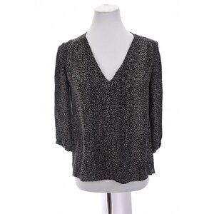 Joie Womens 100% Silk Chiffon Popover Blouse Top Leopard Print Gray Sz XS